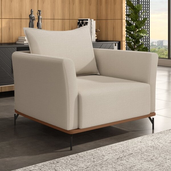 Poltrona Para Sala De Estar Roma Mm Top 90cm Bege