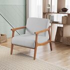 Poltrona Para Sala De Estar Tecido Linho Olívia Cinza Claro