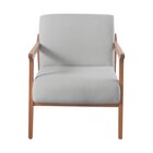 Poltrona Para Sala De Estar Tecido Linho Olívia Cinza Claro