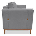 Poltrona Para Sala De Estar Vega Linho Grafite Pés Castanho -