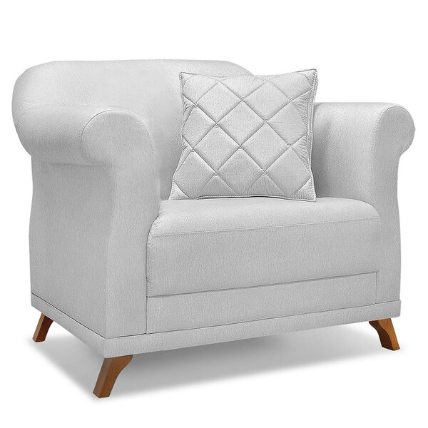 Poltrona Para Sala De Estar Vênus Linho Pés Castanho - Pallaz