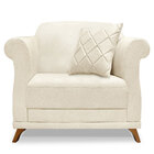 Poltrona Para Sala De Estar Vênus Linho Pés Castanho - Pallaz