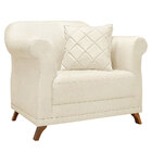 Poltrona Para Sala De Estar Vênus Linho Pés Castanho - Pallaz