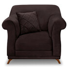 Poltrona Para Sala De Estar Vênus Suede Marrom Café Pés Casta