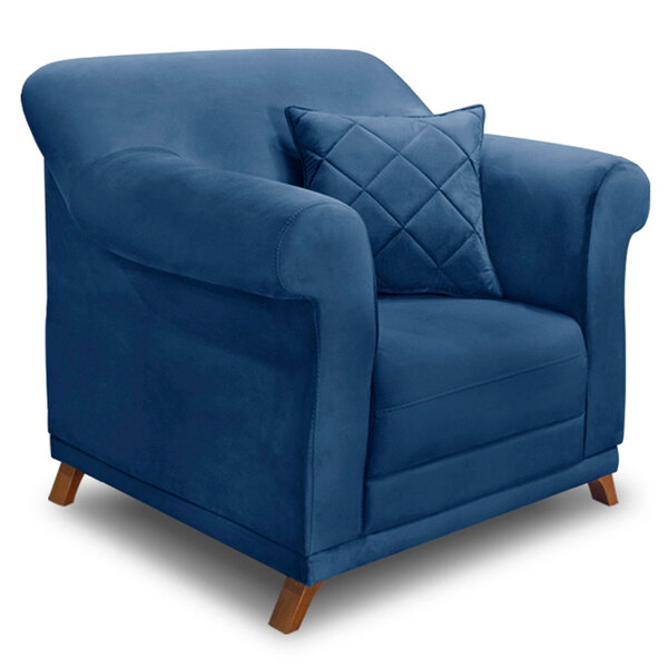 Poltrona Para Sala De Estar Vênus Suede Pés Castanho - Pallaz