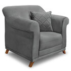 Poltrona Para Sala De Estar Vênus Veludo Cinza Grafite Pés Ca