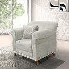 Poltrona Para Sala De Estar Vênus Veludo Cinza Prata Pés Cast