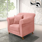 Poltrona Para Sala De Estar Vênus Veludo Pés Castanho - Palla