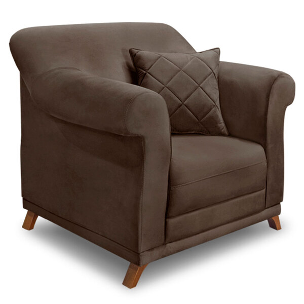Poltrona Para Sala De Estar Vênus Veludo Pés Castanho - Palla