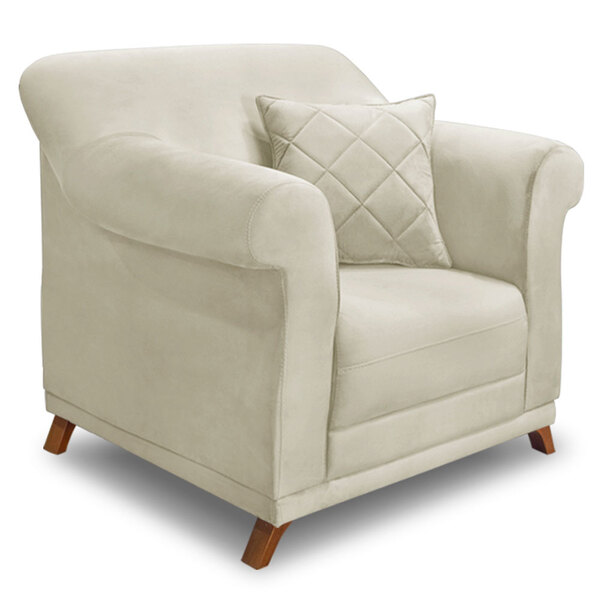 Poltrona Para Sala De Estar Vênus Veludo Pés Castanho - Palla