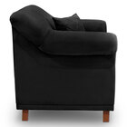 Poltrona Para Sala De Estar Vênus Veludo Preto Pés Castanho -