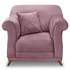 Poltrona Para Sala De Estar Vênus Veludo Uva Pés Castanho - P