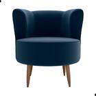 Poltrona Para Sala De Recepção Bela Veludo Azul