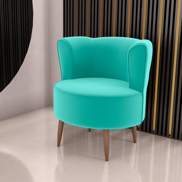 Poltrona Para Sala De Recepção Bela Veludo Verde Menta