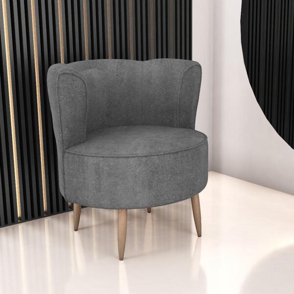 Poltrona Para Sala De Recepção Ceará Boucle Cinza