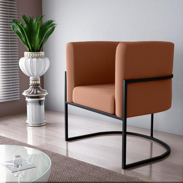 Poltrona Para Sala De Recepção Fred Veludo Ferrugem