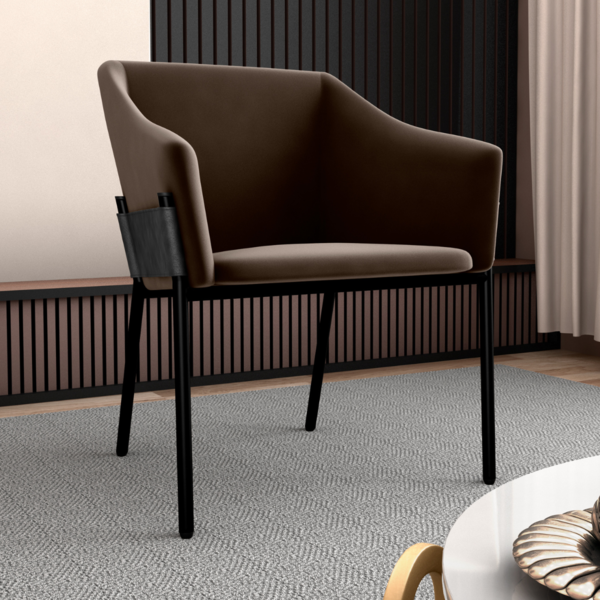 Poltrona Para Sala De Recepção Maceió Veludo  Marrom