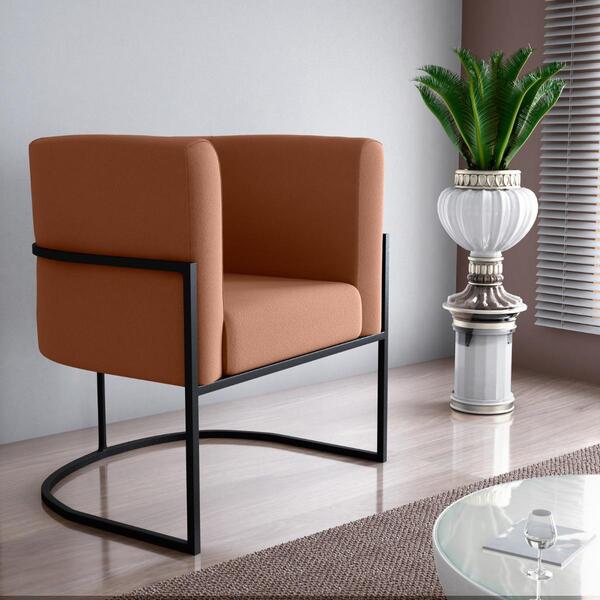 Poltrona Para Sala De Recepção Milão Veludo Ferrugem