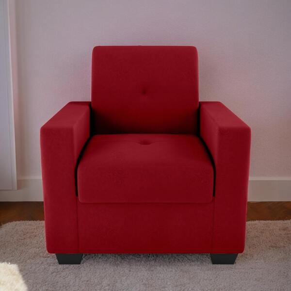 Poltrona Para Sala De Recepção Rick Veludo Maserati Vermelho