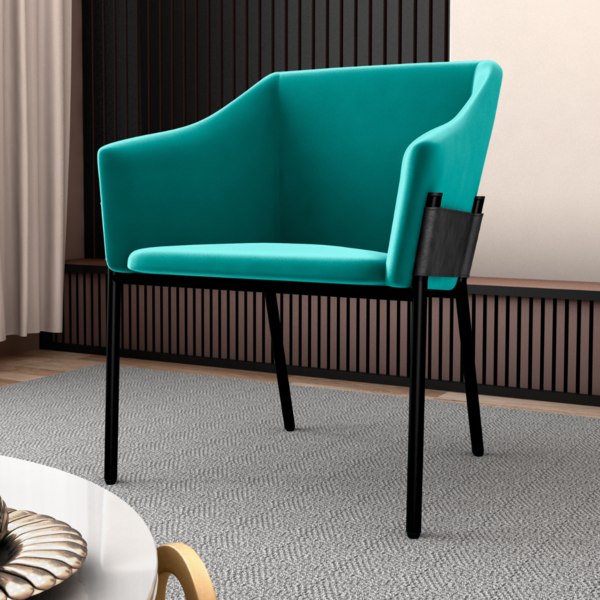 Poltrona Para Sala De Recepção Silas Veludo Verde Menta