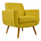 Poltrona Para Sala De Tv Cristal Pés Madeira Suede Amarelo