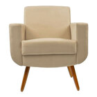 Poltrona Para Sala De Tv Cristal Pés Madeira Suede Bege