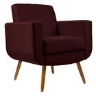 Poltrona Para Sala De Tv Cristal Pés Madeira Suede Marsala
