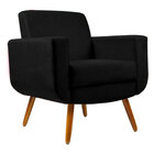 Poltrona Para Sala De Tv Cristal Pés Madeira Suede Preto