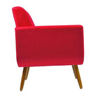 Poltrona Para Sala De Tv Cristal Pés Madeira Suede Vermelho