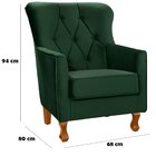 Poltrona Para Sala Decorativa C/ Capitonê Carrara Veludo Verde