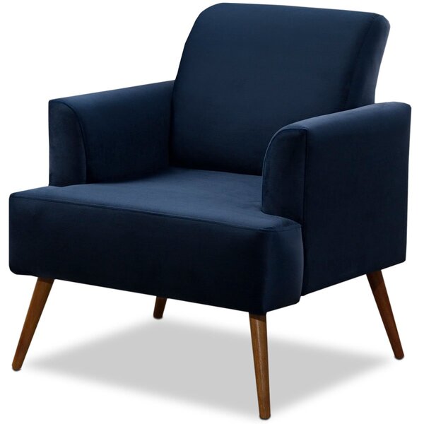 Poltrona Para Sala Decorativa C/ Pés Palito Pisa Veludo Azul