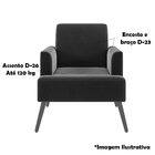 Poltrona Para Sala Decorativa C/ Pés Palito Pisa Veludo Cinza