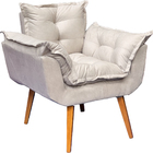 Poltrona Para Sala Decorativa Confortavel Alice Suede Bege Pé