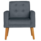 Poltrona Para Sala Decorativa Dubay Suede Cinza Click Pol