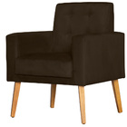 Poltrona Para Sala Decorativa Dubay Suede Marrom Click Pol