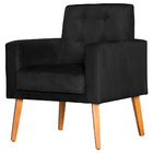 Poltrona Para Sala Decorativa Dubay Suede Preto Click Pol