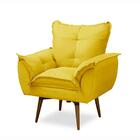 Poltrona Para Sala Decorativa Giratória Amanda Suede Amarelo