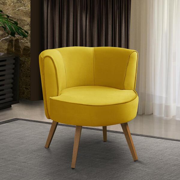 Poltrona Para Sala Decorativa Isa Suede Amarelo Adonai Estofa