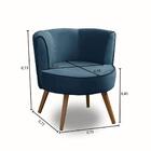 Poltrona Para Sala Decorativa Isadora Suede Azul Madelina