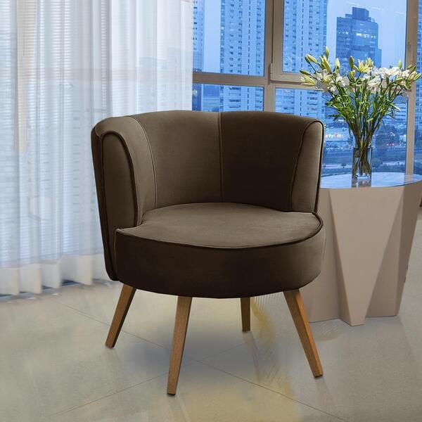 Poltrona Para Sala Decorativa Isadora Suede Marrom Madelina