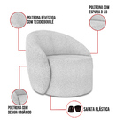 Poltrona Para Sala Decorativa Orgânica Lua Bouclê D03 - D'ros