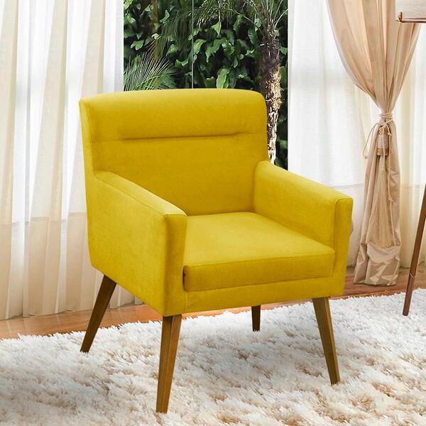 Poltrona Para Sala Decorativa Pérola Suede Amarelo Adonai Est