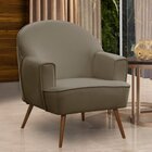 Poltrona Para Sala Decorativa Pés Palito Pérola Veludo Castor