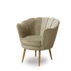 Poltrona Para Sala Decorativa Pétala Pés Ferro Dourado Suede