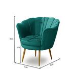 Poltrona Para Sala Decorativa Pétala Pés Ferro Dourado Suede