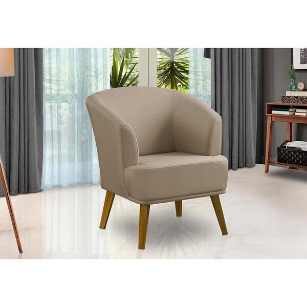 Poltrona Para Sala Decorativa Thais Linho Bege Adonai Estofad