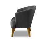 Poltrona Para Sala Decorativa Thaisa Suede Cinza Madelina Dec