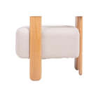 Poltrona Para Sala Feather - Nozes E Tecido Bege - Meu Móvel