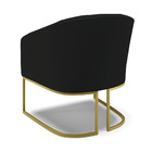 Poltrona Para Sala Industrial Dourado Stella Linho Preto D03