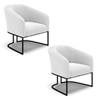 Poltrona Para Sala Industrial Preto Kit 2 Stella Bouclê Off W